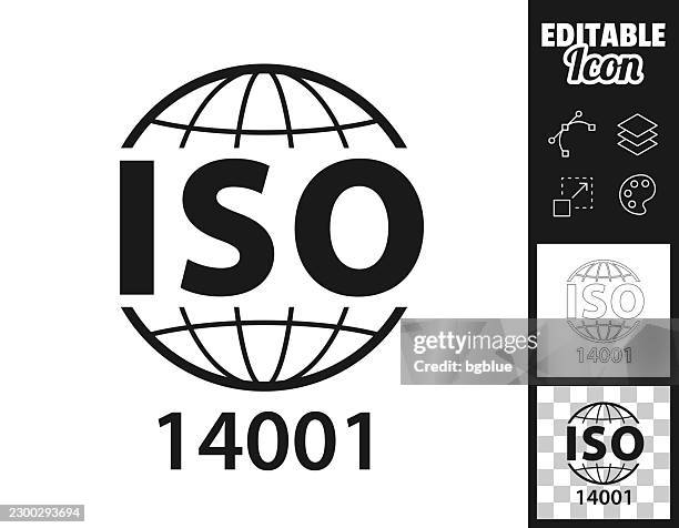 iso 14001 environmental management standard. icon for design. easily editable - stewardship stock illustrations