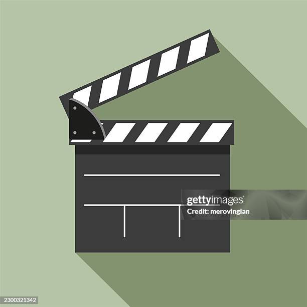 movie clapperboard with long shadow - siding stock illustrations