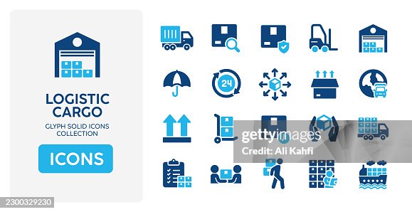 Logistic and cargo glyph solid icons. Glyph solid icons collection. Vector illustration. Perfect pixel on clean white background Logistic and cargo glyph solid icons. Glyph solid icons collection. Vector illustration. Perfect pixel on clean white background