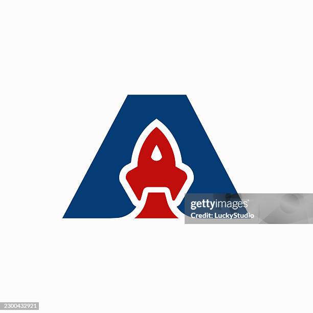 a letter with rocket vector icon design stock illustration - projectile movement stock illustrations