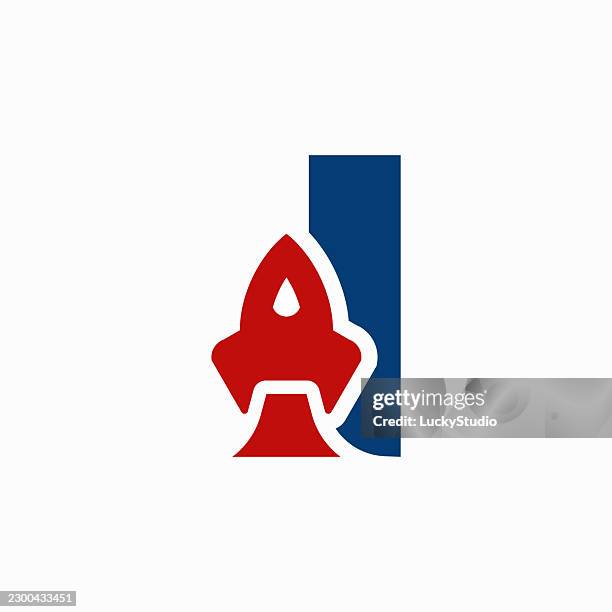 i letter with rocket vector icon design stock illustration - projectile movement stock illustrations