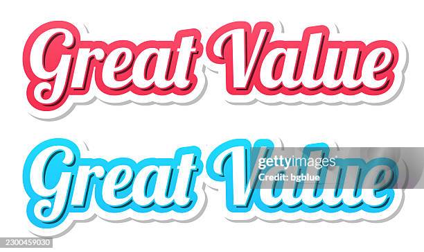 great value - 3d text in red and blue on white background - great value stock illustrations