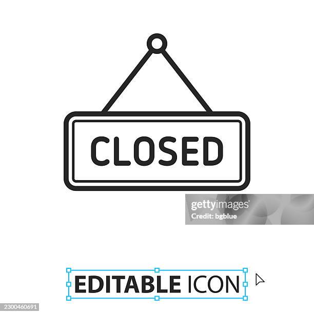 closed sign - line editable icon on white background - keep out sign door stock illustrations