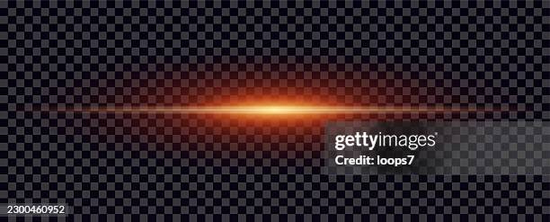 orange horizontal lens flare light effect on transparent background - glow stick isolated stock illustrations