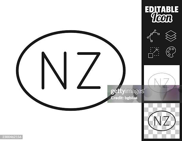 nz - new zealand country code. icon for design. easily editable - abbreviation stock illustrations