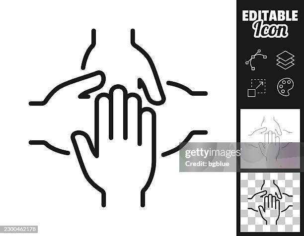 stacked hands. icon for design. easily editable - stacked hands stock illustrations