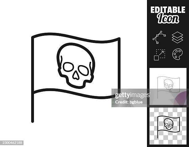 pirate flag on pole. icon for design. easily editable - flag pole white background stock illustrations