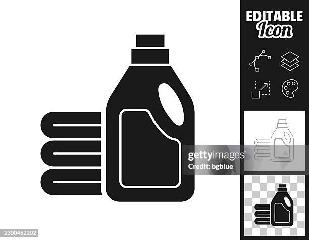 detergent bottle with folded laundry. icon for design. easily editable - folding laundry stock illustrations