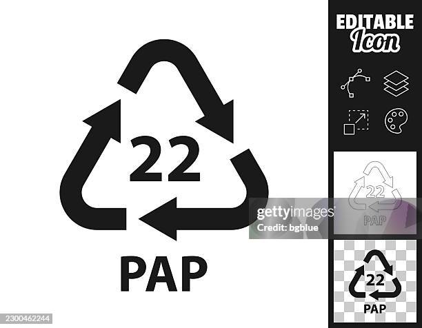 22 pap recycling code. icon for design. easily editable - paper industry stock illustrations