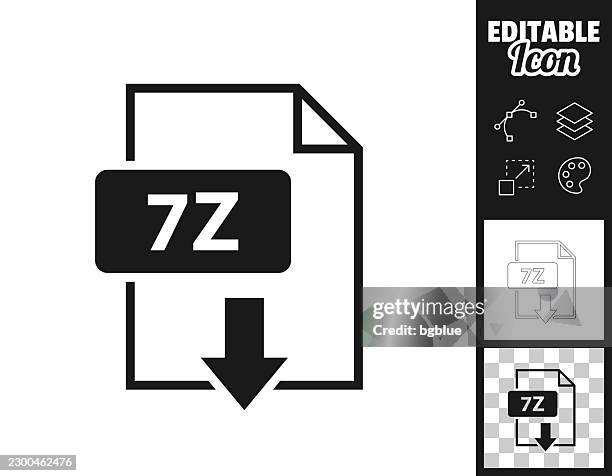 7z archive download. icon for design. easily editable - document wallet stock illustrations