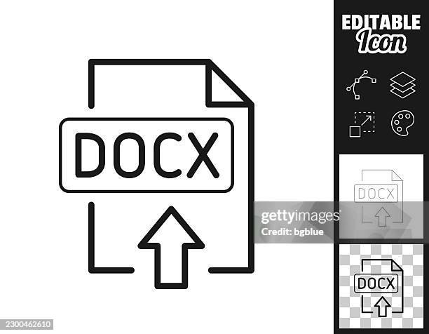 docx file upload. icon for design. easily editable - office automation stock illustrations