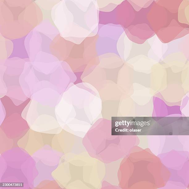 soft pastel geometric pattern with overlapping translucent petal-like shapes in pink, lavender, cream, and peach tones, creating a delicate decorative background. - quartz background stock illustrations