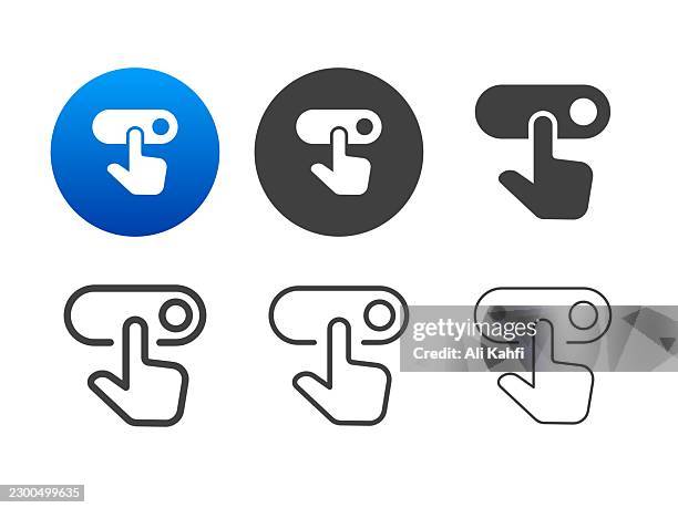 toggle switch icons. editable stroke. line and glyph solid style series icons - toggle switch stock illustrations