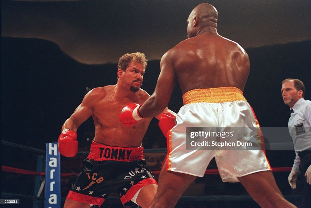 Morrison V Ruddock Tommy Morrison looks to land his next punch on Razor Ruddock during ...