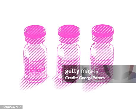 Three Single-Dose Medication Vials Scratchboard Vector Illustration Three Single-Dose Medication Vials Scratchboard Vector Illustration