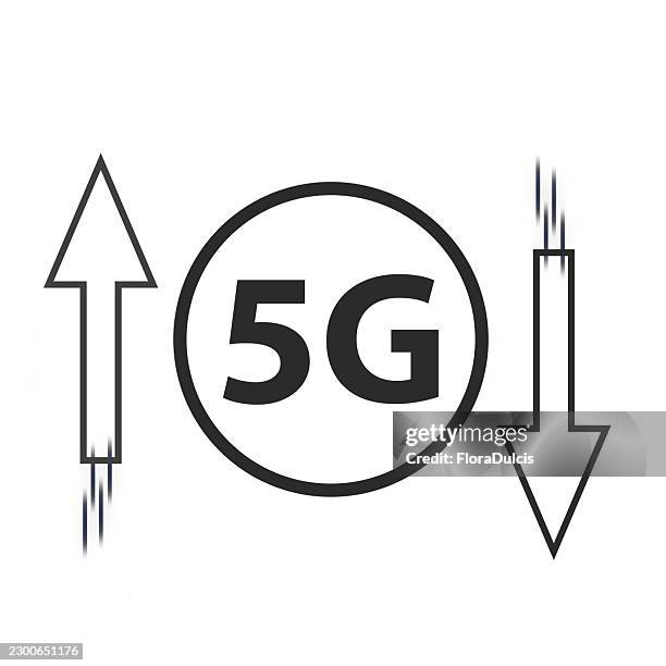 5g network technology illustration representing fast internet and data download - abstract network connection stock illustrations