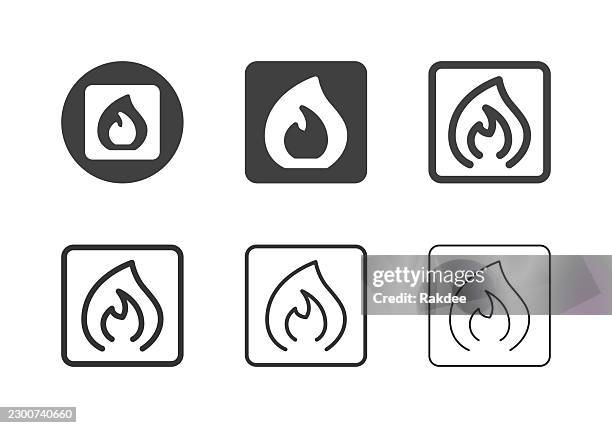 flammable icons - multi series - avoiding danger stock illustrations