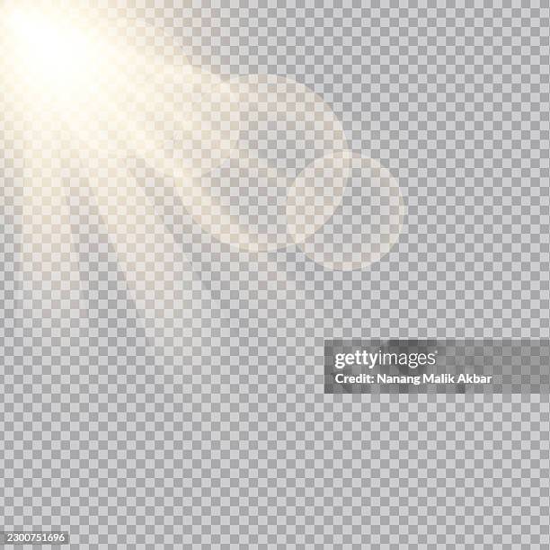 orange sunlight or flare light effect with transparent background - flashlight beam background stock illustrations