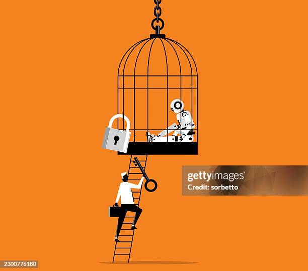 unlocking - artificial intelligence - stuck inside stock illustrations