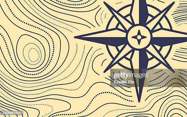 topographic hiking compass rose direction map background - smooth sailing stock illustrations