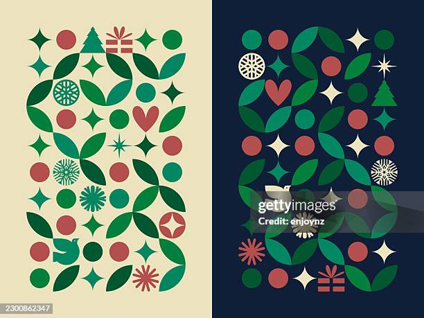 retro christmas background pattern wallpaper - mistletoe background stock illustrations