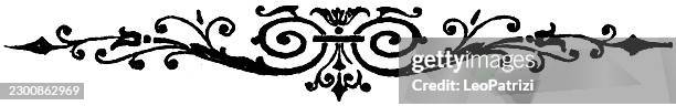 elegant ornamental scrollwork border design element - scroll border stock illustrations