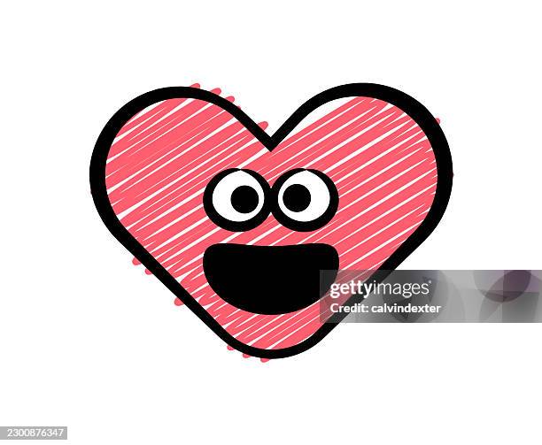 happy heart shape emoji scribble doodle style - customer feedback stock illustrations