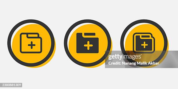 add folder icon set - group library computer stock illustrations