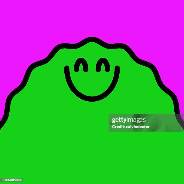 happy smiling emoji wave shape body - smooth face stock illustrations