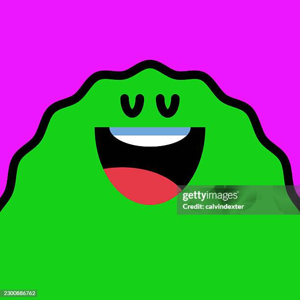 happy smiling emoji wave shape body - smooth face stock illustrations