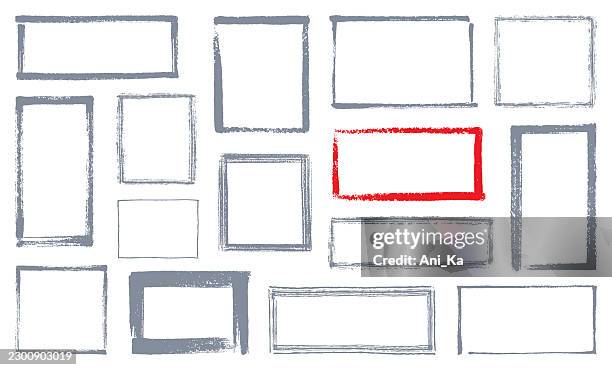 vector set of hand drawn grunge frames - abstract text box stock illustrations