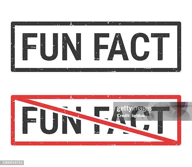 fun fact - rubber stamps with crossed out stamp on white background - fact stock illustrations