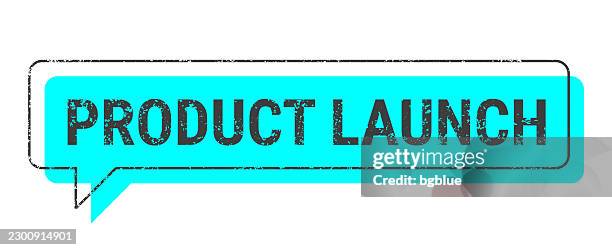 product launch - blue grunge speech bubble on blank background. - balloon launch stock illustrations