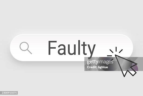 faulty - search bar with cursor on blank background - faulty stock illustrations