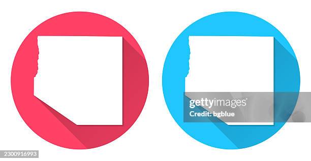 white pine county, nevada map. round icon with long shadow on red or blue background - tree shadow white stock illustrations