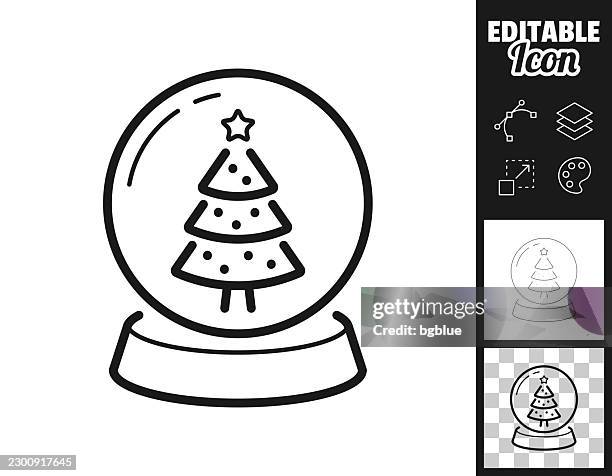 christmas snow globe. icon for design. easily editable - string lights isolated stock illustrations