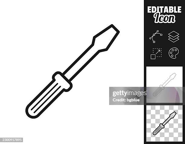 flat-head screwdriver. icon for design. easily editable - flat head screw driver stock illustrations