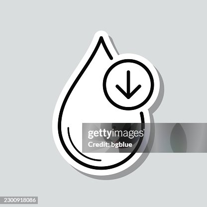 Blood level decrease. Icon sticker on gray background Blood level decrease. Icon sticker on gray background