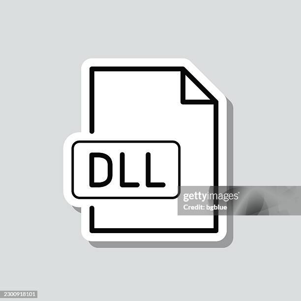 dll library. icon sticker on gray background - software development stock illustrations