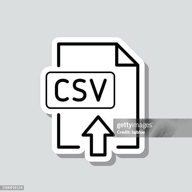 csv file upload. icon sticker on gray background - content management system stock illustrations