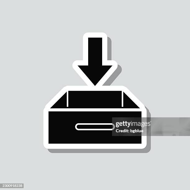 drawer storage. icon sticker on gray background - decluttering stock illustrations