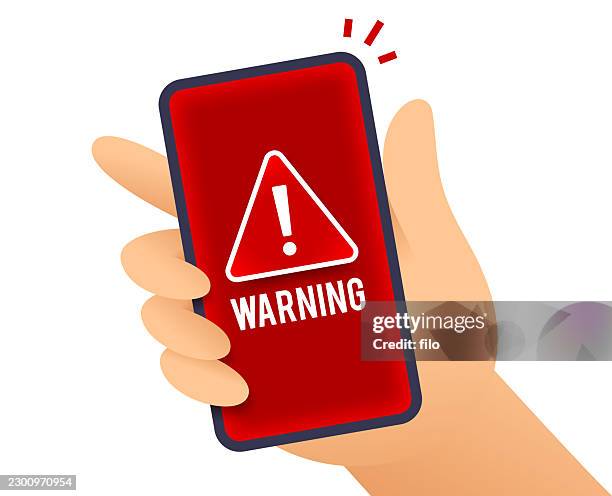warning mobile device cell phone red alert - iphone text notification stock illustrations