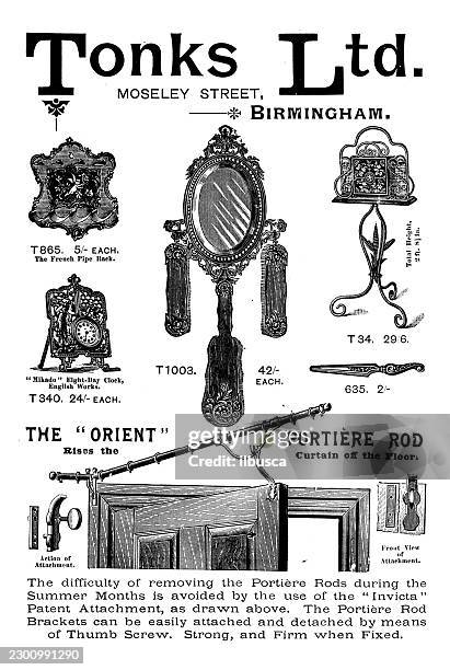 birmingham household goods advertisement by tonks ltd. - empty warehouse interior stock illustrations