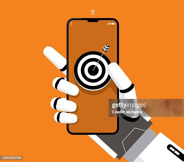 hitting the target - smartphone - android phone stock illustrations