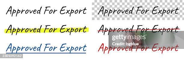 approved for export - handwritten text, highlighted, crossed out, underlined on blank background - clear vision vector stock illustrations