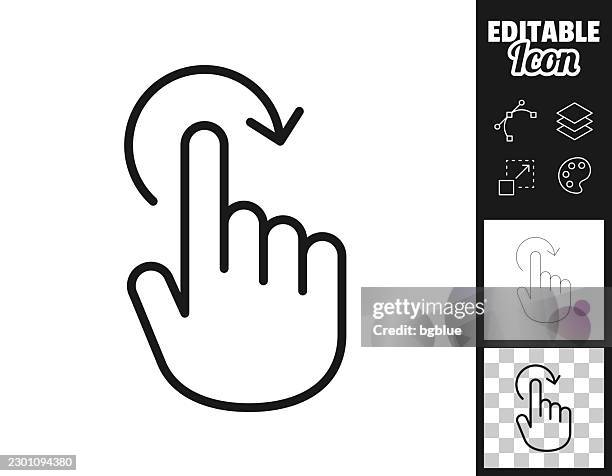 one finger rotation. icon for design. easily editable - half circle arrow vector stock illustrations
