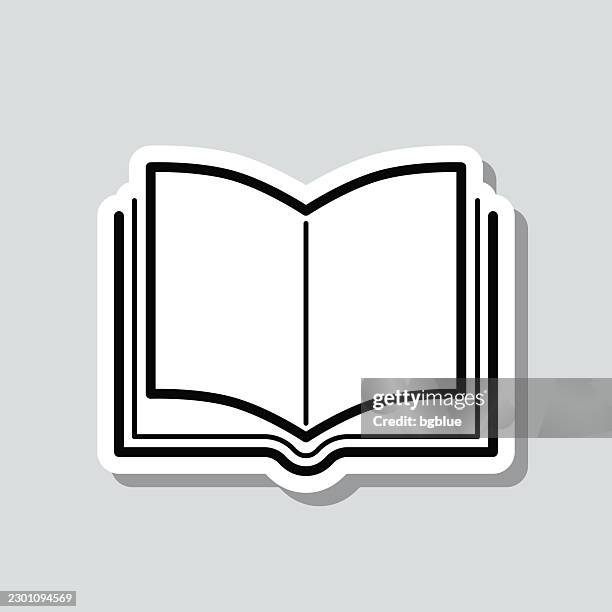 open book. icon sticker on gray background - book spine stock illustrations