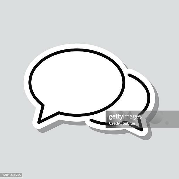 two oval speech bubbles. icon sticker on gray background - text box vector stock illustrations