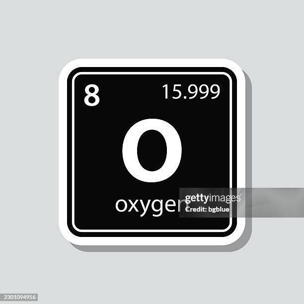 o - oxygen chemical element. icon sticker on gray background - periodic table stock illustrations