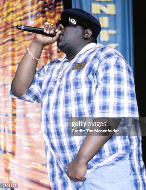 Notorious B.I.G. Aka Biggie Small performing at KMEL Summer Jam 1995 at Shoreline Amphitheater in Mountain View CA on August 11th, 1995. Image By:...